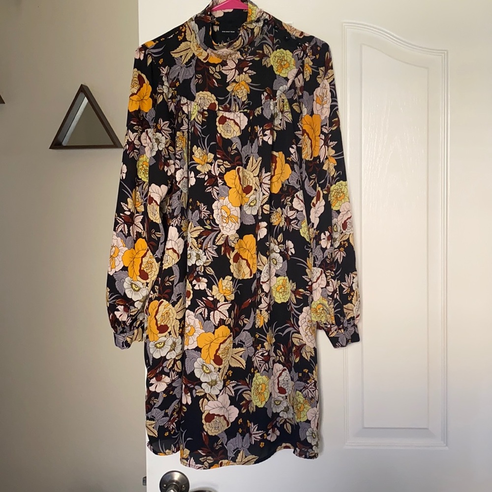 Mock neck floral dress